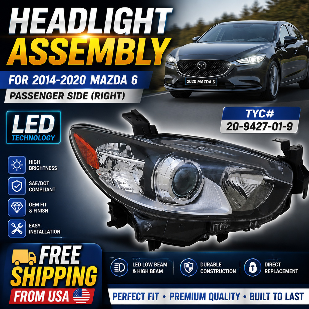 Headlight Assembly for 2014-2020 Mazda 6, Passenger Side LED TYC# 20-9427-01-9